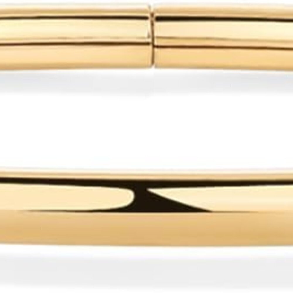 14K Gold Plated Bangle Bracelet Women Lightweight Stacking Stainless Steel